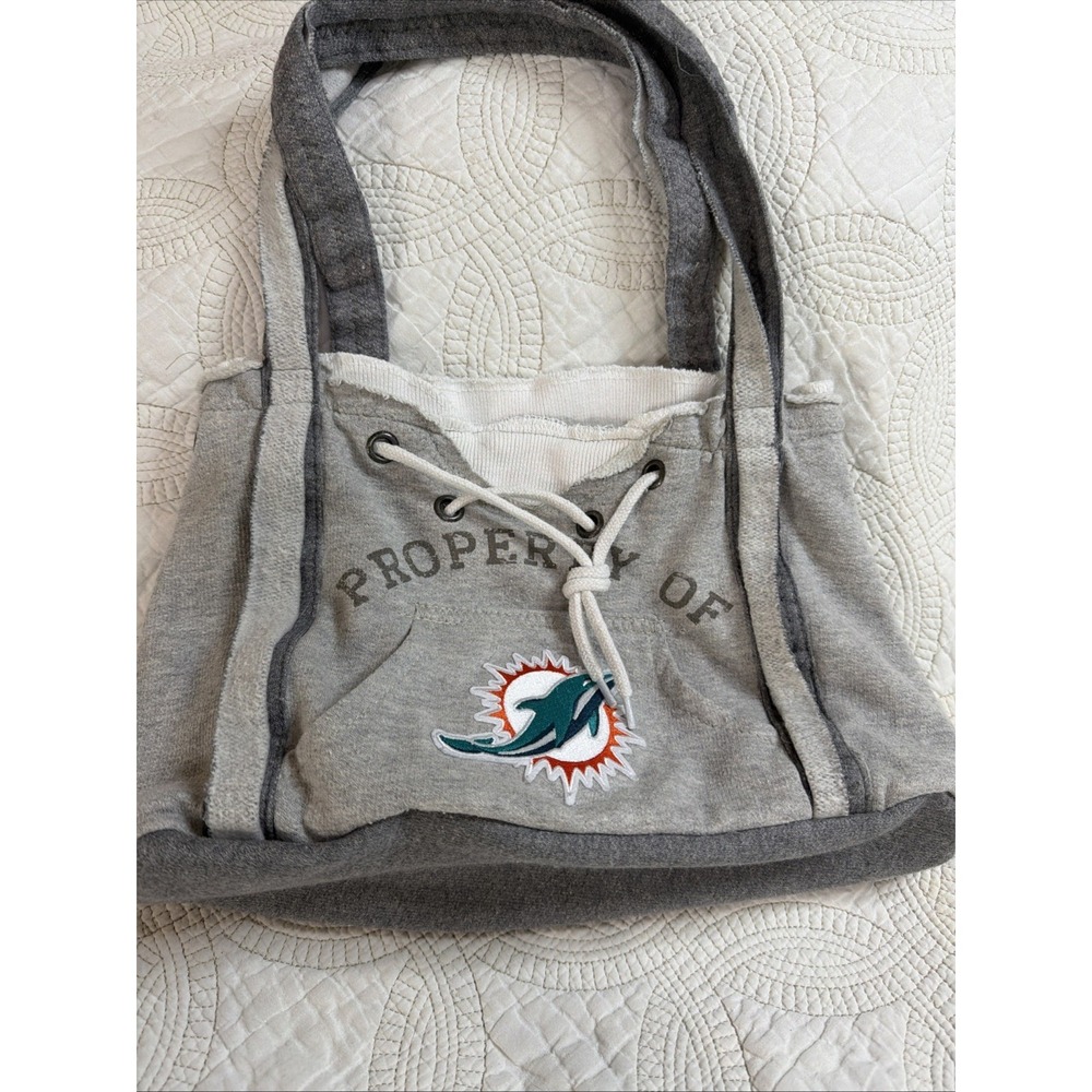 NFL Miami Dolphins Women's "Sweatshirt" Bucket Bag Purse Gray w/ Logo Patch